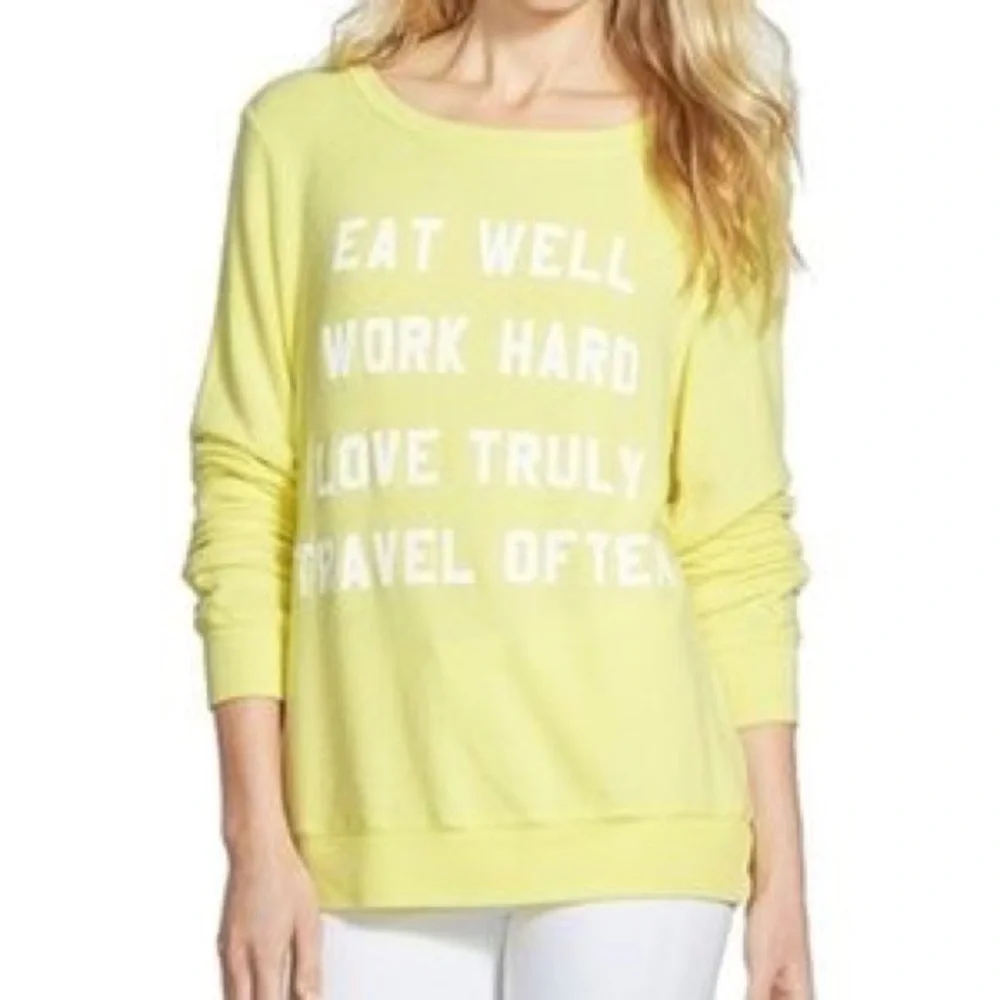 Wildfox Nevada Mantra Jumper Acid Yellow Long sleeve - Picture 1 of 5